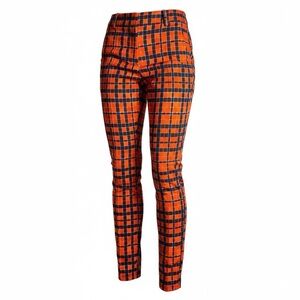 Vanessa Bruno Orange and Black Plaid Cropped Pants